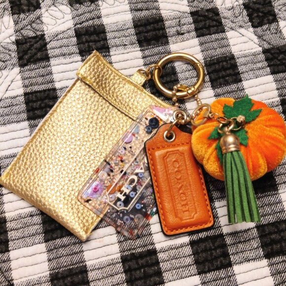 Coach Lim Edi Poppy XL Sequin Confetti/Orange Hangtag Bag Charm PLUS, EUC - Picture 1 of 2